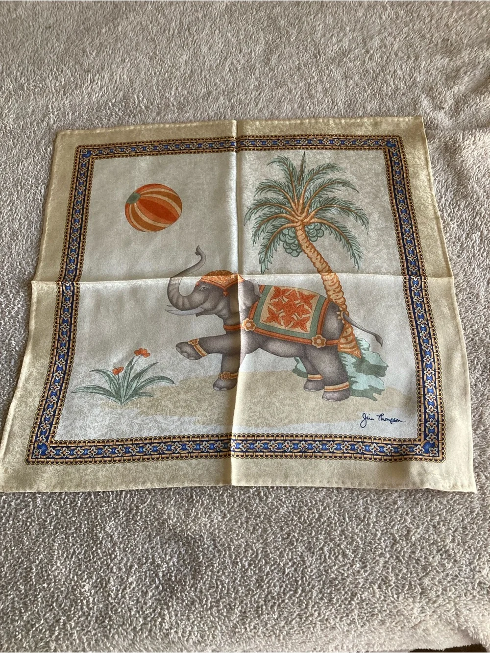 Jim Thompson Elephant Silk Scarf